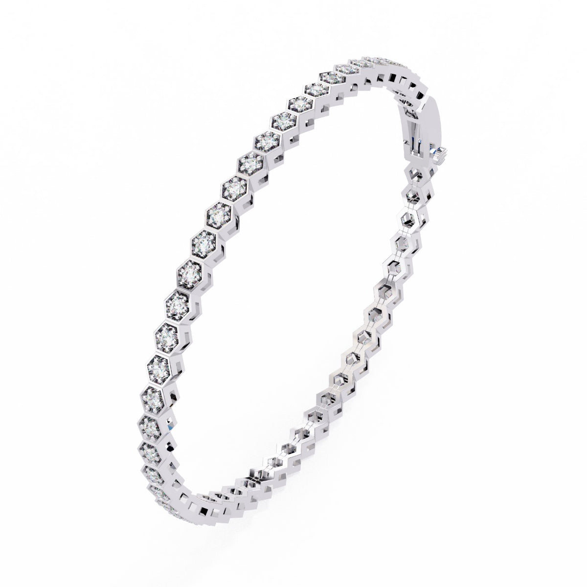 1.09CT Round Cut Lab Grown & Natural Diamond Hexagon Shape Cluster Vintage Dainty Tennis Dainty Bracelet Gift For Her - HIGHCARAT DIAMONDS