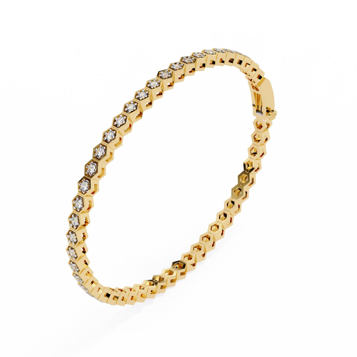 1.09CT Round Cut Lab Grown & Natural Diamond Hexagon Shape Cluster Vintage Dainty Tennis Dainty Bracelet Gift For Her - HIGHCARAT DIAMONDS