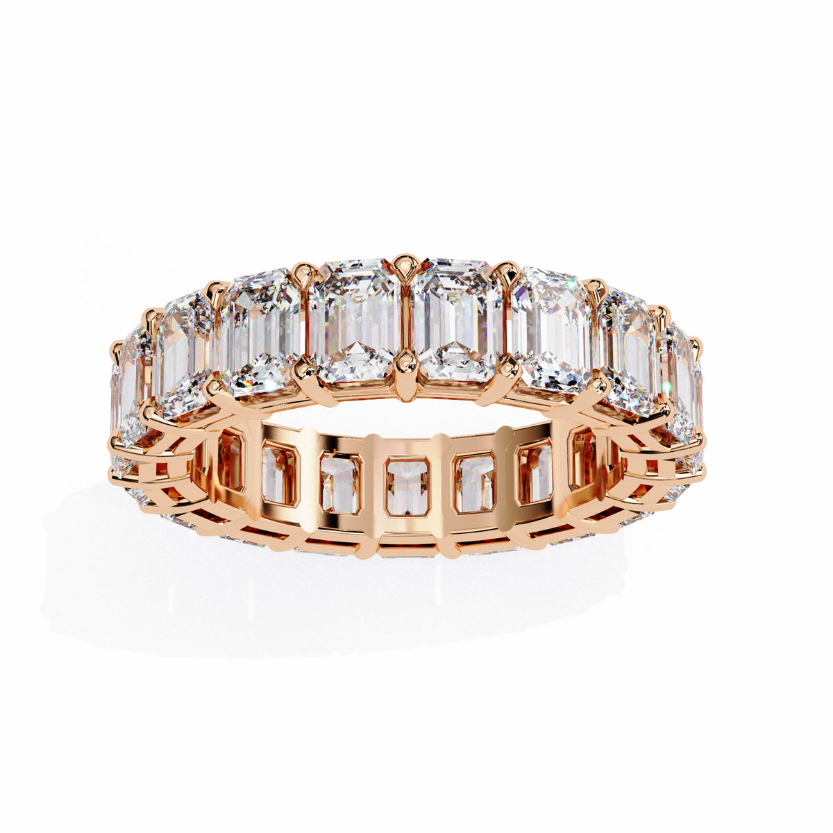 Continuous emerald cut diamond band ring