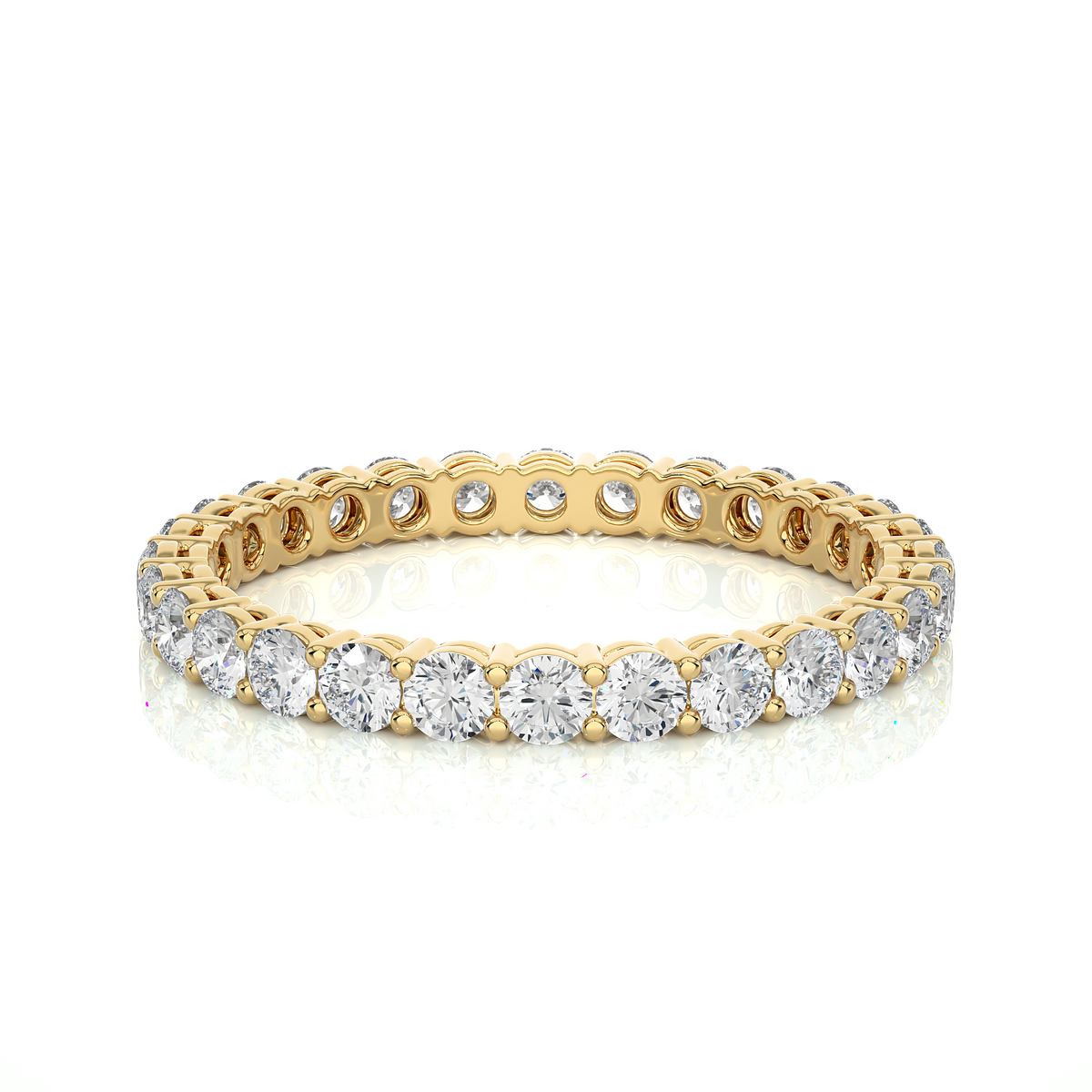1.12 Carat Round Shaped Lab Grown Diamond & Natural 10k Solid Gold  Eternity Band Ring For Women's - HIGHCARAT DIAMONDS