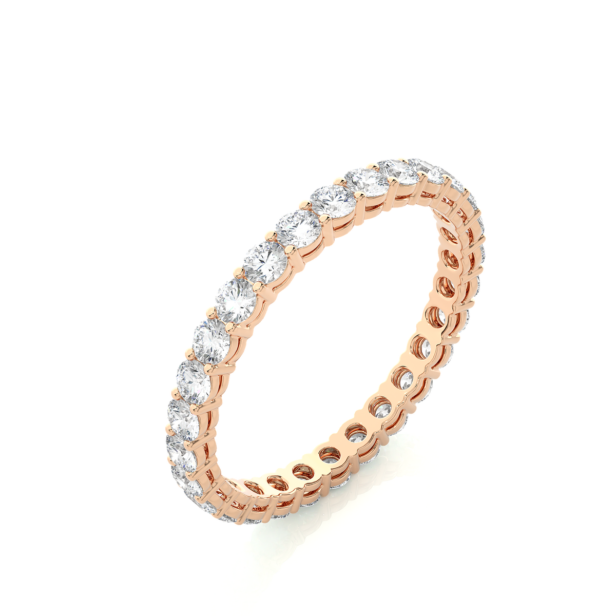 1.12 Carat Round Shaped Lab Grown Diamond & Natural 10k Solid Gold  Eternity Band Ring For Women's - HIGHCARAT DIAMONDS