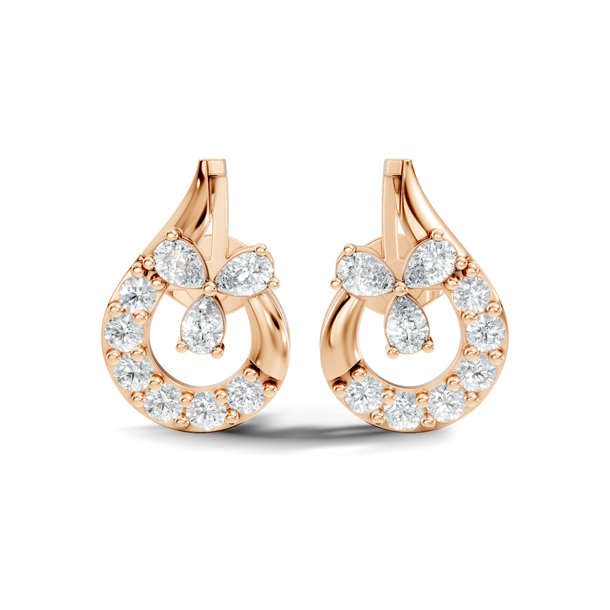1.13 Ct Round And Pear Shape Lab Grown 7 Natural Diamond Ethically Unique Shape Earrings For Girl - HIGHCARAT DIAMONDS