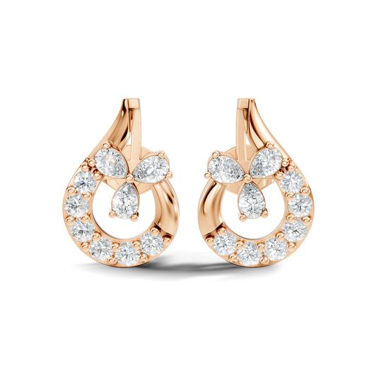 1.13 Ct Round And Pear Shape Lab Grown 7 Natural Diamond Ethically Unique Shape Earrings For Girl - HIGHCARAT DIAMONDS