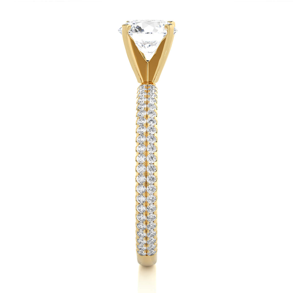 1.14 Carat Round Cut Diamond, Minimalist Solitaire Pav & Side Stones Ring For you In Every Occasion - HIGHCARAT DIAMONDS
