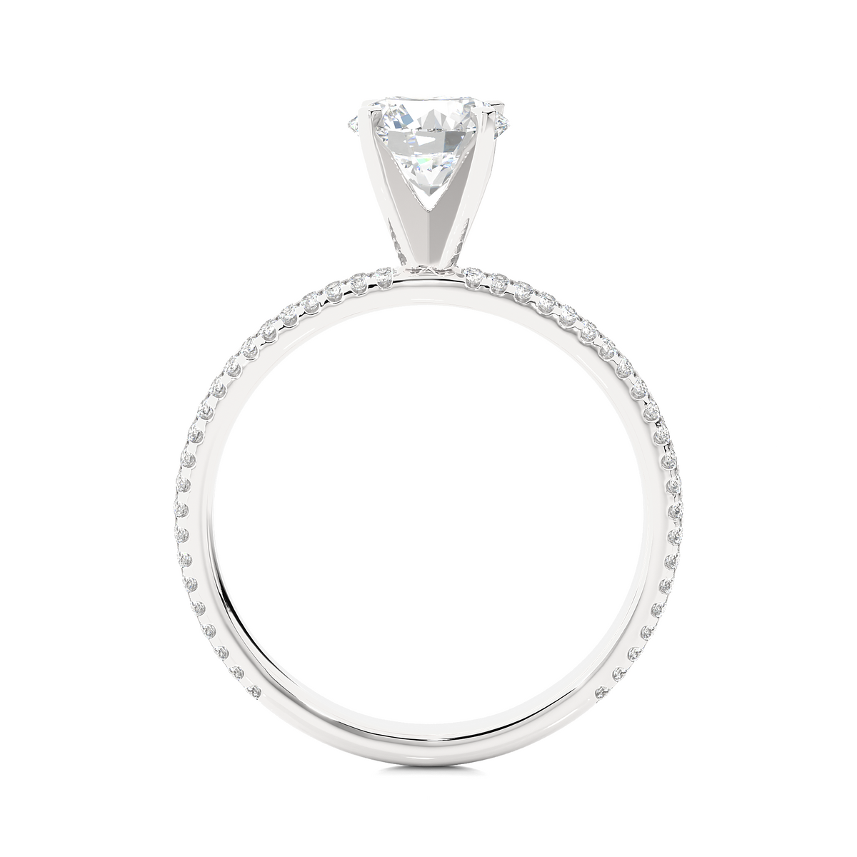 1.14 Carat Round Cut Diamond, Minimalist Solitaire Pav & Side Stones Ring For you In Every Occasion - HIGHCARAT DIAMONDS