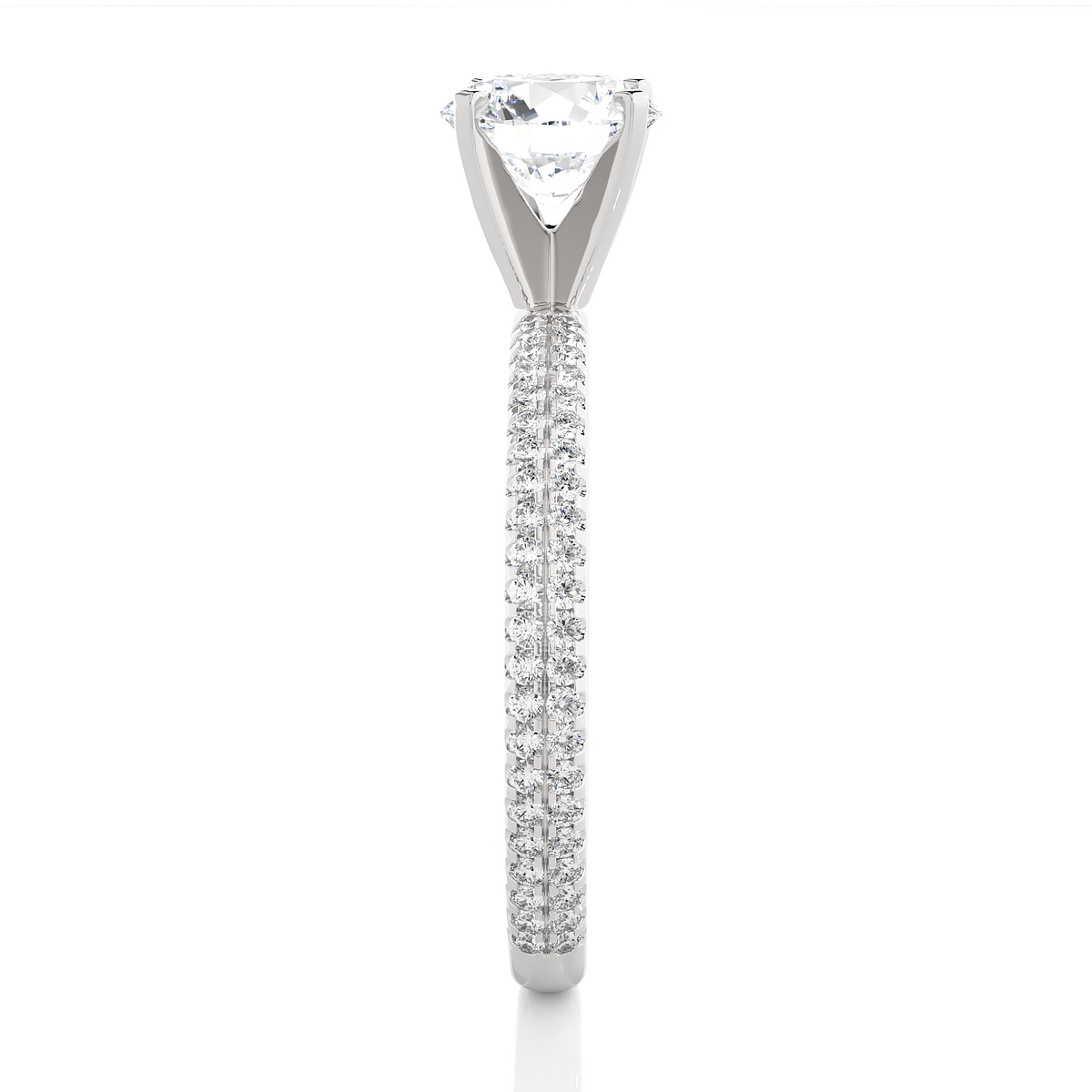 1.14 Carat Round Cut Diamond, Minimalist Solitaire Pav & Side Stones Ring For you In Every Occasion - HIGHCARAT DIAMONDS