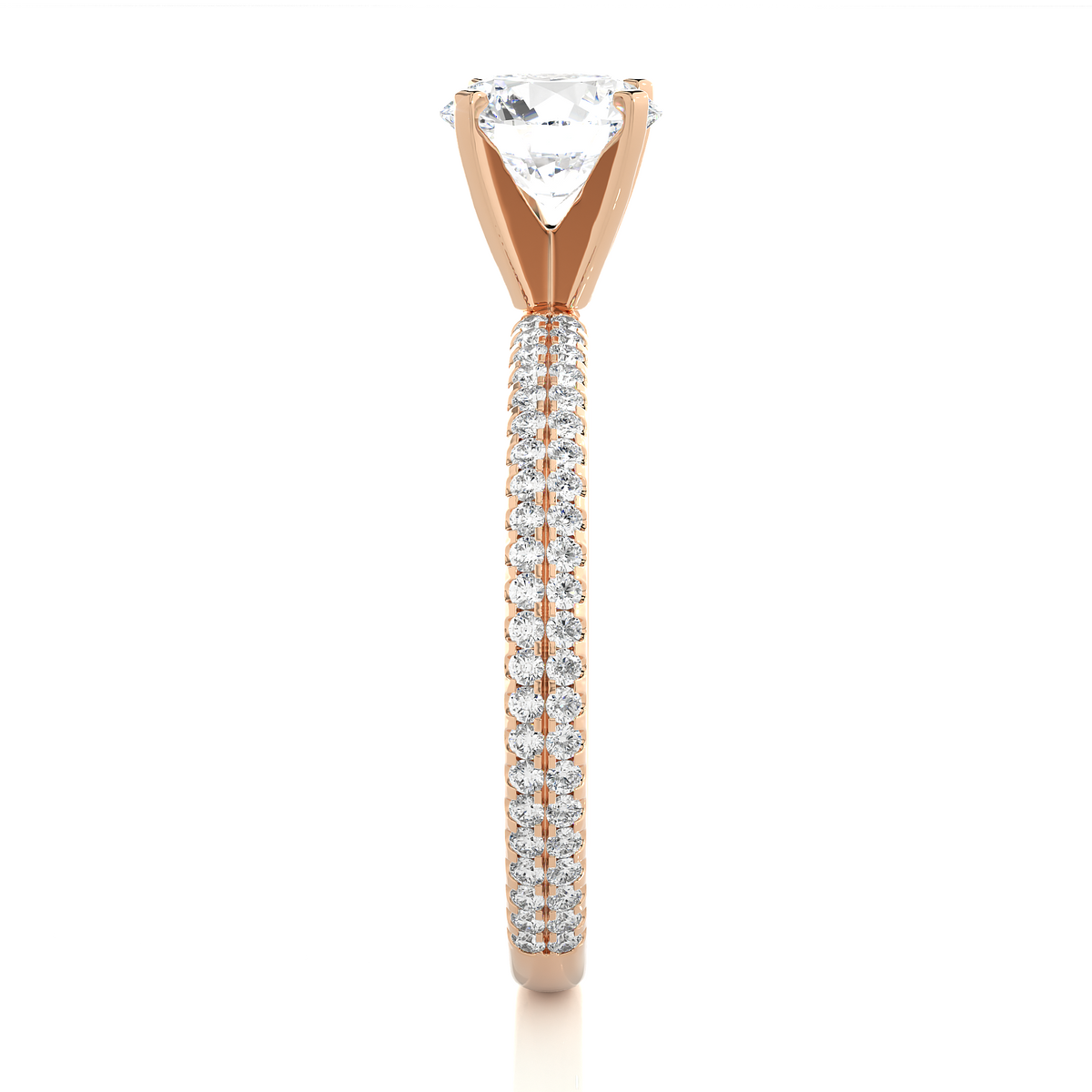 1.14 Carat Round Cut Diamond, Minimalist Solitaire Pav & Side Stones Ring For you In Every Occasion - HIGHCARAT DIAMONDS