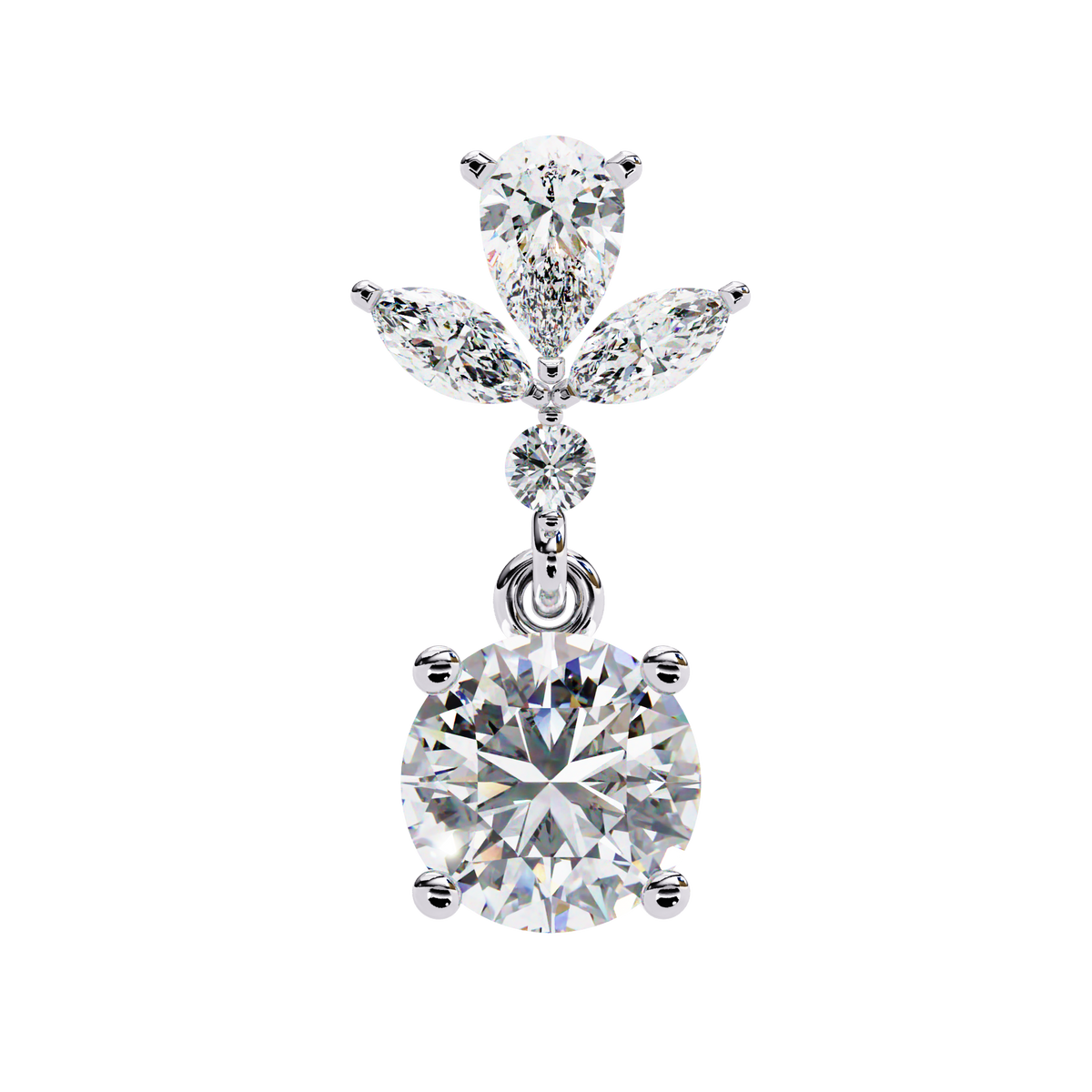 1.17Ct Round, Marquise And Pear Cut Diamond Delicate Stunning Dainty Statement Drop Bridesmaid Earring Gift For Women's - HIGHCARAT DIAMONDS