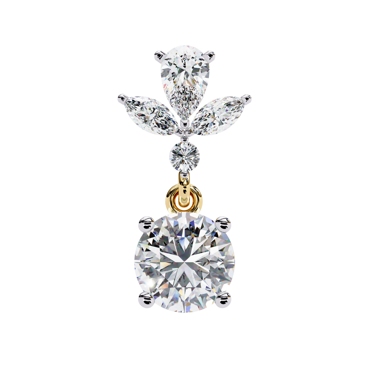 1.17Ct Round, Marquise And Pear Cut Diamond Delicate Stunning Dainty Statement Drop Bridesmaid Earring Gift For Women's - HIGHCARAT DIAMONDS