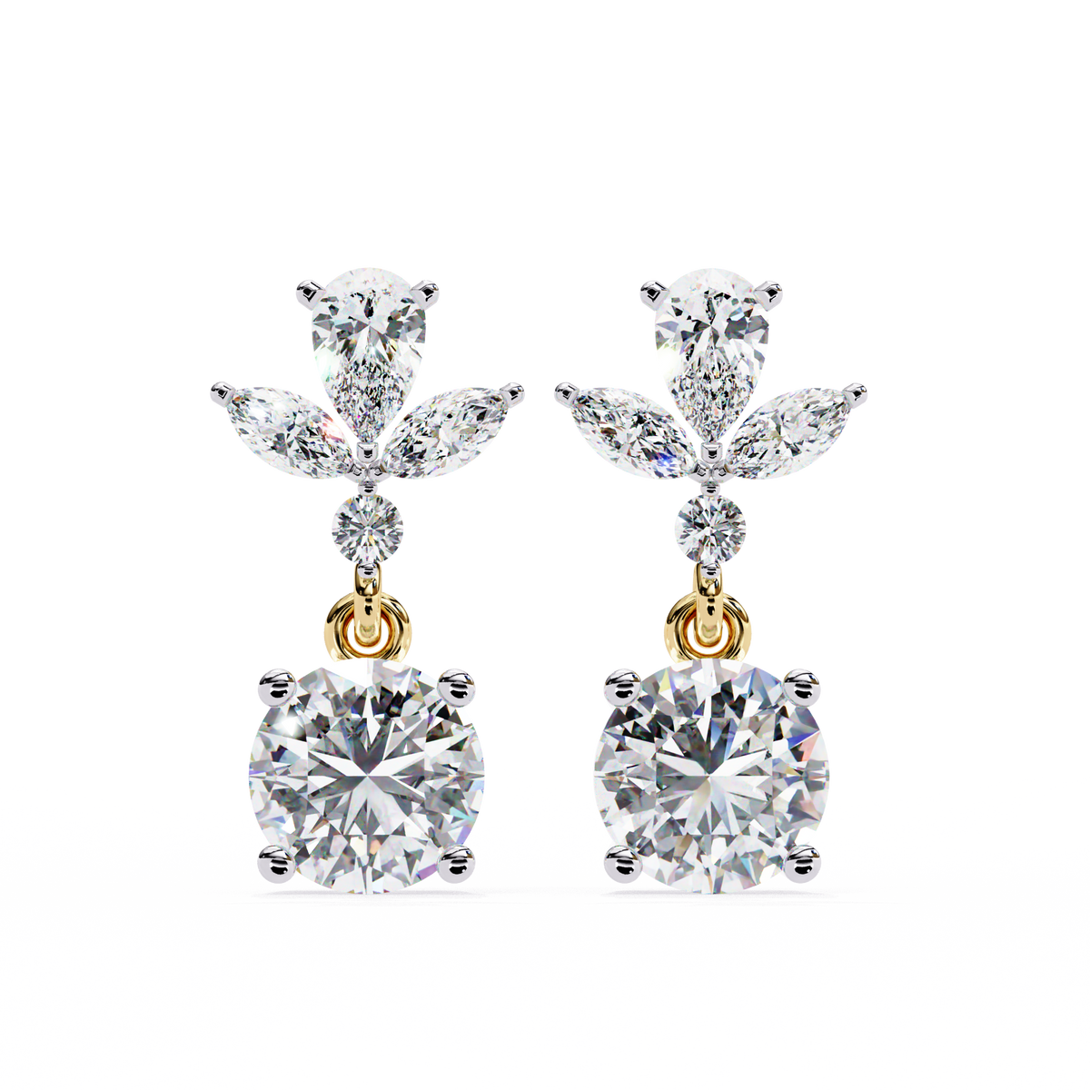 1.17Ct Round, Marquise And Pear Cut Diamond Delicate Stunning Dainty Statement Drop Bridesmaid Earring Gift For Women's - HIGHCARAT DIAMONDS