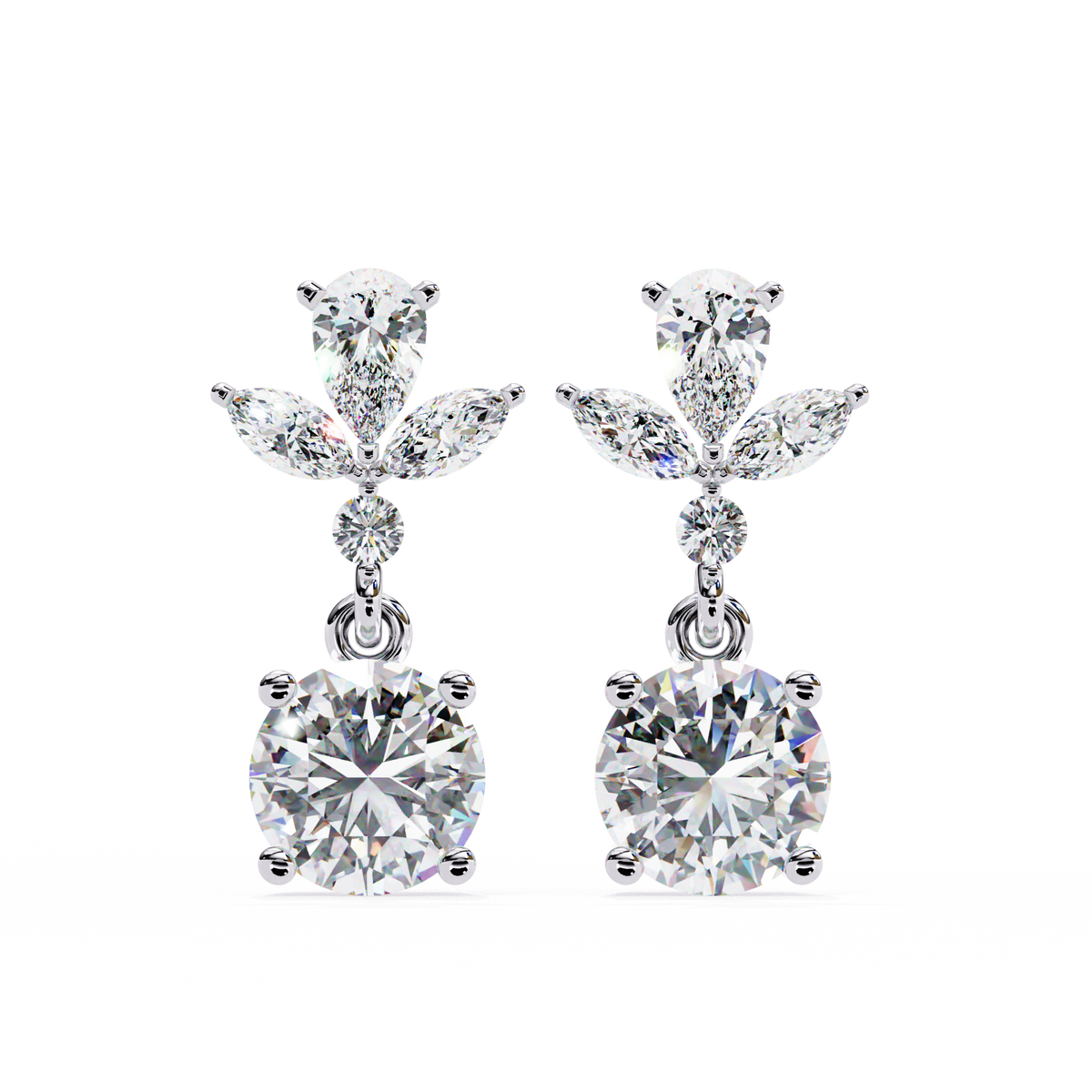 1.17Ct Round, Marquise And Pear Cut Diamond Delicate Stunning Dainty Statement Drop Bridesmaid Earring Gift For Women's - HIGHCARAT DIAMONDS