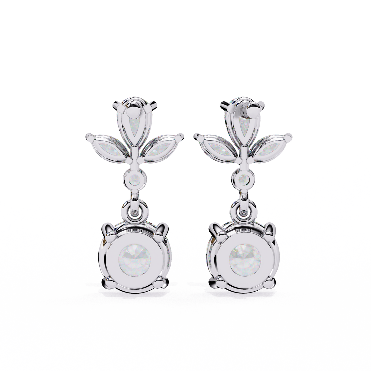 1.17Ct Round, Marquise And Pear Cut Diamond Delicate Stunning Dainty Statement Drop Bridesmaid Earring Gift For Women's - HIGHCARAT DIAMONDS
