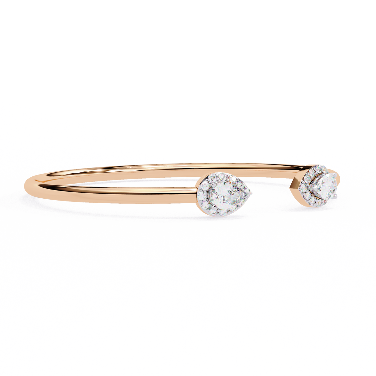 1.17Ct Pear And Round Cut High Quality Diamond Dainty Halo Style Open Party Wear Bangle For Her - HIGHCARAT DIAMONDS