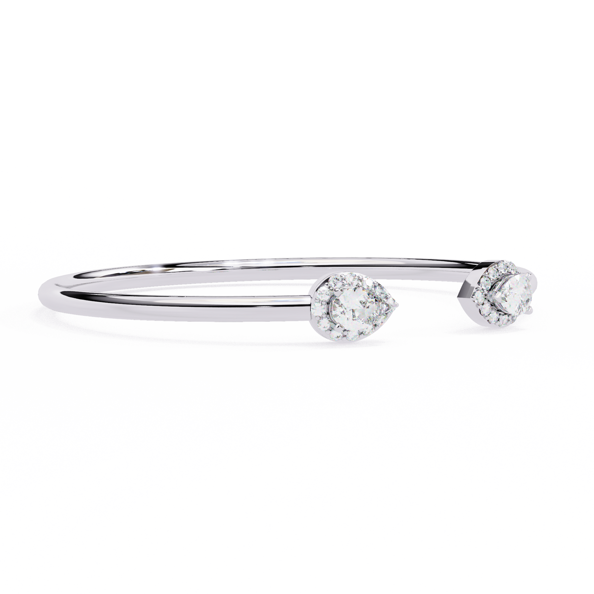 1.17Ct Pear And Round Cut High Quality Diamond Dainty Halo Style Open Party Wear Bangle For Her - HIGHCARAT DIAMONDS