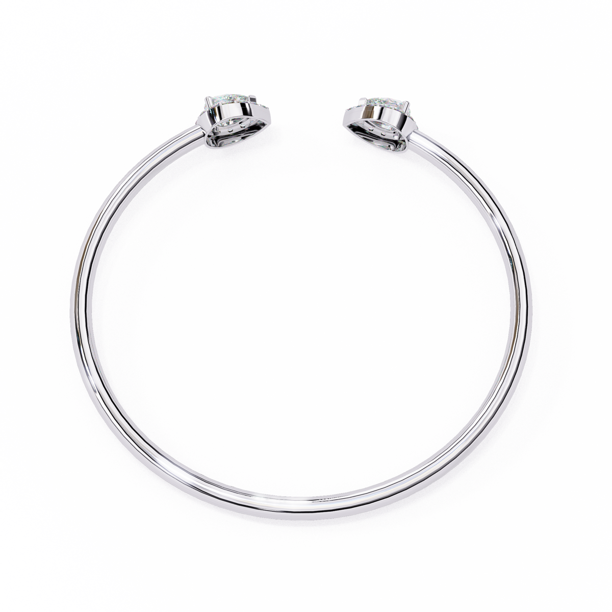 1.17Ct Pear And Round Cut High Quality Diamond Dainty Halo Style Open Party Wear Bangle For Her - HIGHCARAT DIAMONDS