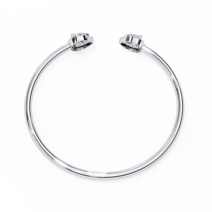 1.17Ct Pear And Round Cut High Quality Diamond Dainty Halo Style Open Party Wear Bangle For Her - HIGHCARAT DIAMONDS
