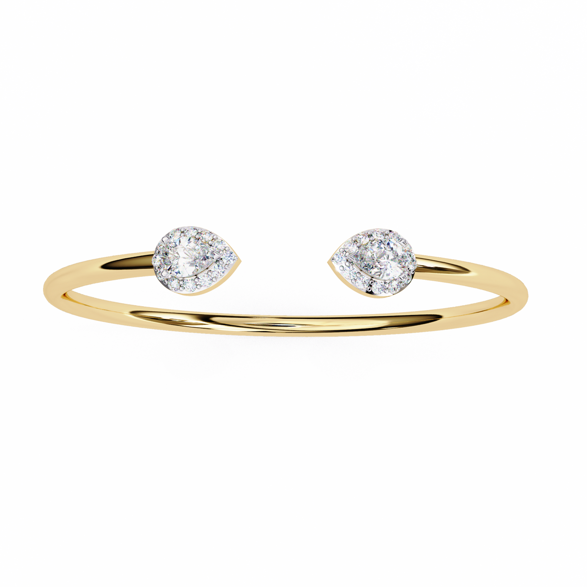 1.17Ct Pear And Round Cut High Quality Diamond Dainty Halo Style Open Party Wear Bangle For Her - HIGHCARAT DIAMONDS