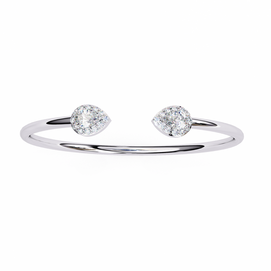 1.17Ct Pear And Round Cut High Quality Diamond Dainty Halo Style Open Party Wear Bangle For Her - HIGHCARAT DIAMONDS