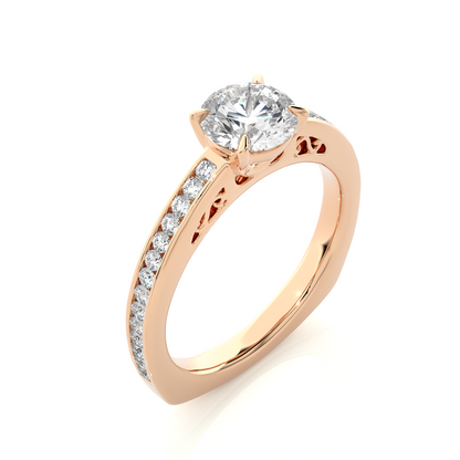 1.19 CT Cushion And Round Diamond Lab grown Diamond  With Accent  Stone Classic Diamond Ring for women - HIGHCARAT DIAMONDS
