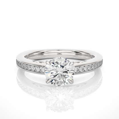 1.19 CT Cushion And Round Diamond Lab grown Diamond  With Accent  Stone Classic Diamond Ring for women - HIGHCARAT DIAMONDS