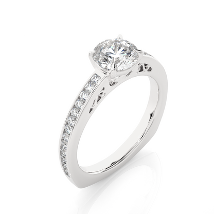1.19 CT Cushion And Round Diamond Lab grown Diamond  With Accent  Stone Classic Diamond Ring for women - HIGHCARAT DIAMONDS