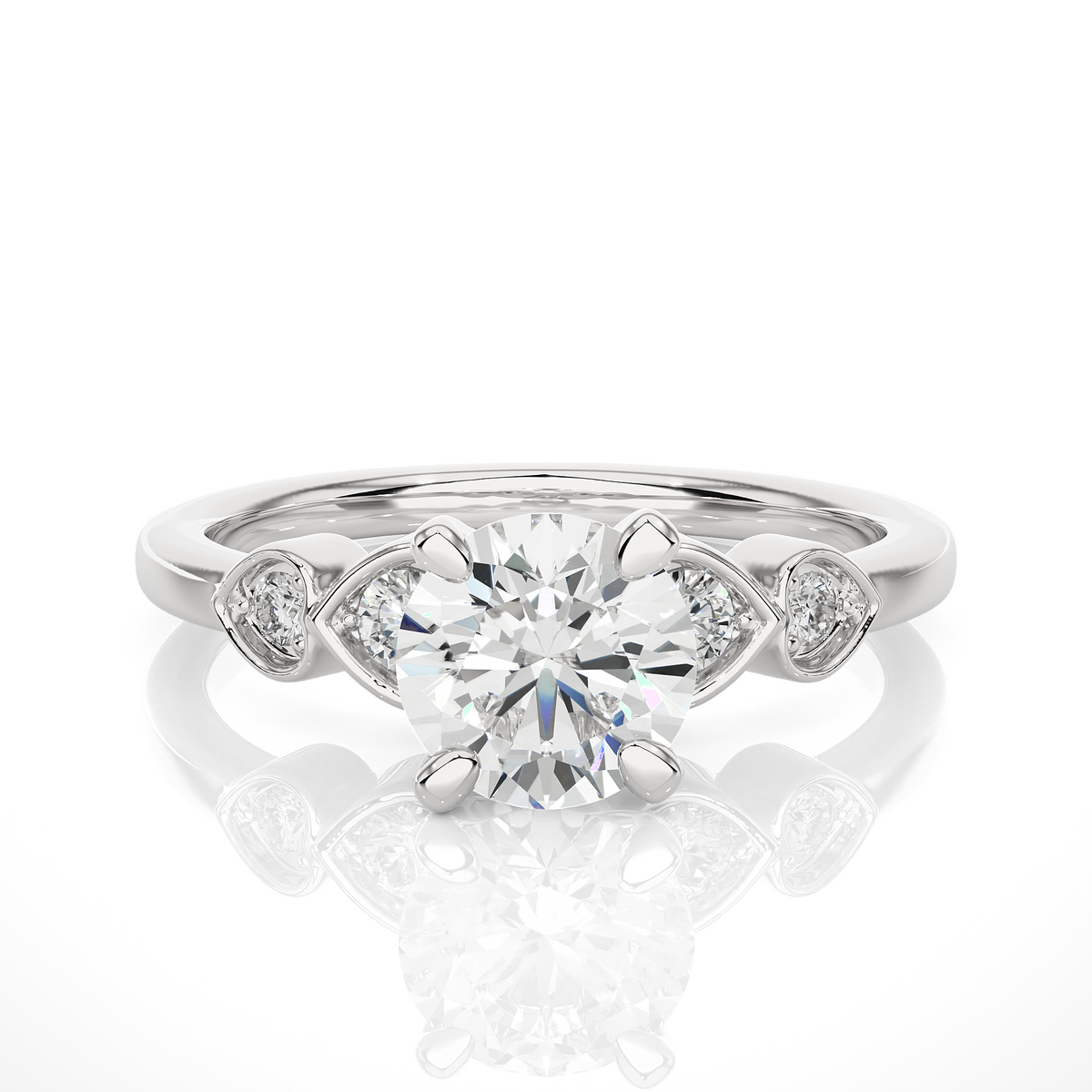 1.21 Carat Handcrafted Round Cut Lab Grown Diamond Ring With 14k solid gold Accent Ring for her - HIGHCARAT DIAMONDS