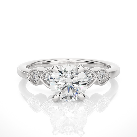 1.21 Carat Handcrafted Round Cut Lab Grown Diamond Ring With 14k solid gold Accent Ring for her - HIGHCARAT DIAMONDS