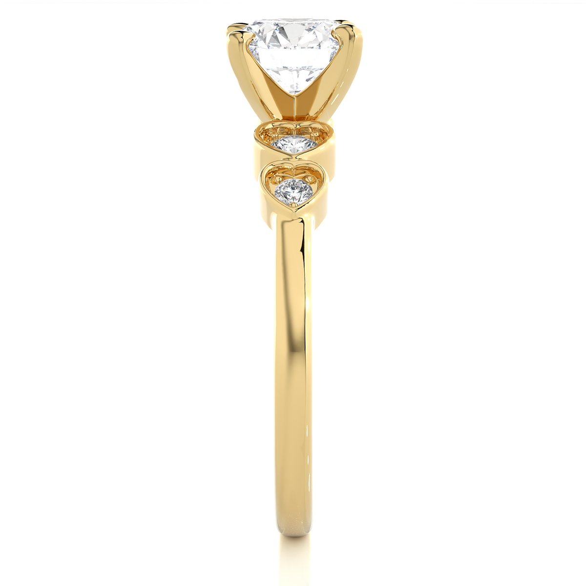 1.21 Carat Handcrafted Round Cut Lab Grown Diamond Ring With 14k solid gold Accent Ring for her - HIGHCARAT DIAMONDS