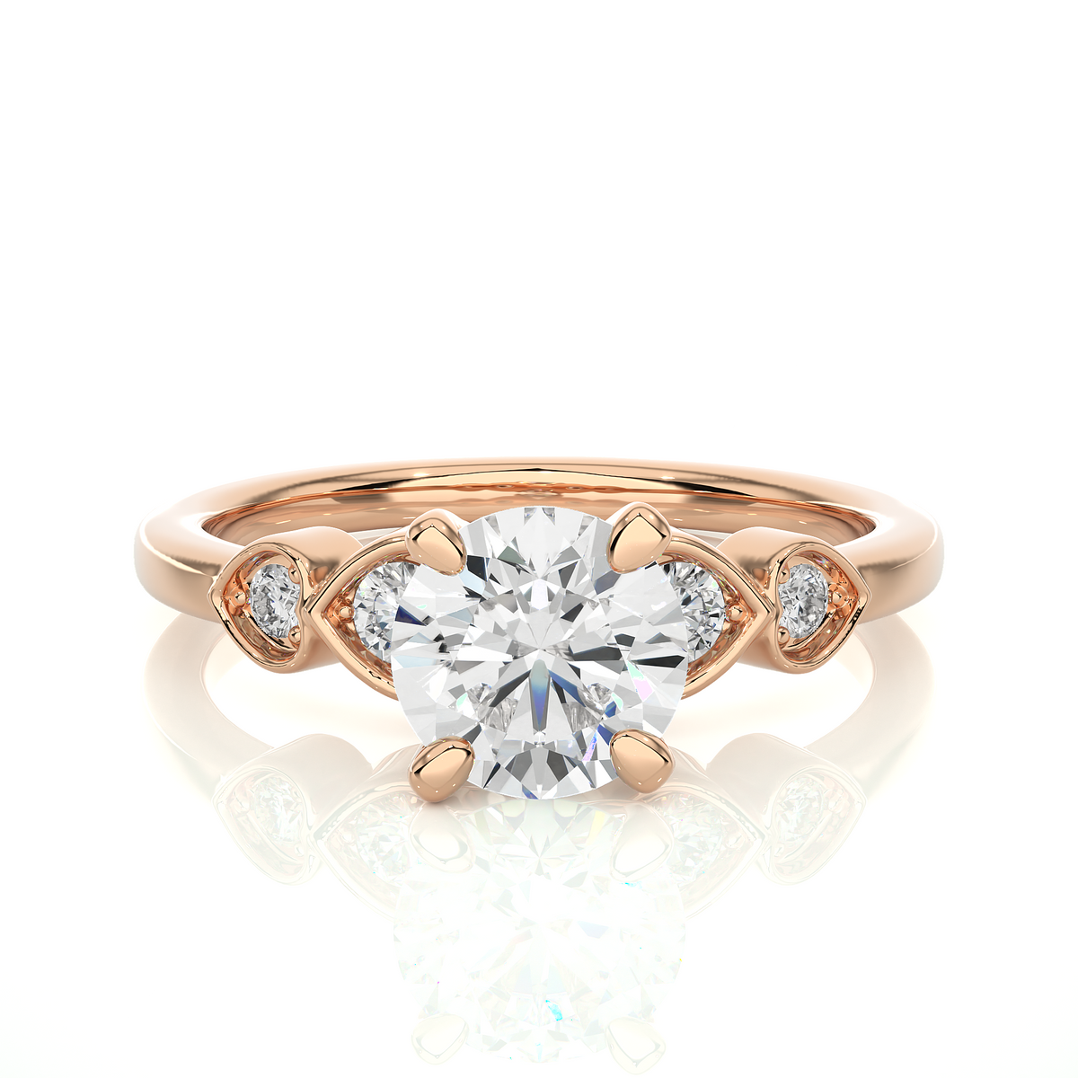 1.21 Carat Handcrafted Round Cut Lab Grown Diamond Ring With 14k solid gold Accent Ring for her - HIGHCARAT DIAMONDS