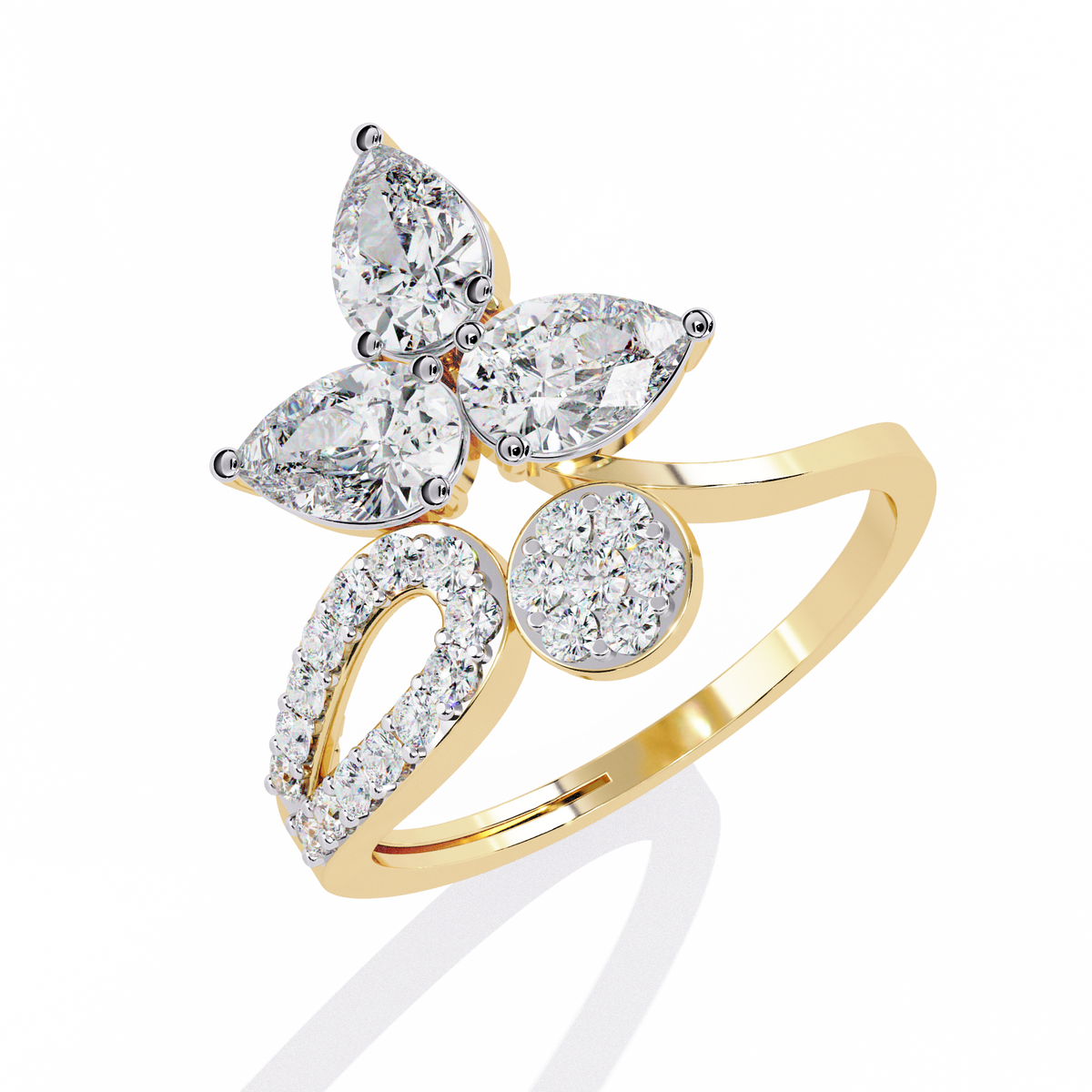 1.21Ct Pear And Round Cut Lab Grown Diamond  Antique Delicate Vintage Party Wear Ring For Women's - HIGHCARAT DIAMONDS