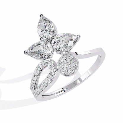 1.21Ct Pear And Round Cut Lab Grown Diamond  Antique Delicate Vintage Party Wear Ring For Women's - HIGHCARAT DIAMONDS
