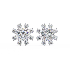 1.22Ct Round Cut Lab Grown Diamond Flower Shape Elegant Sparkling Vintage Engagement Stud Earring Gift For  Women's - HIGHCARAT DIAMONDS
