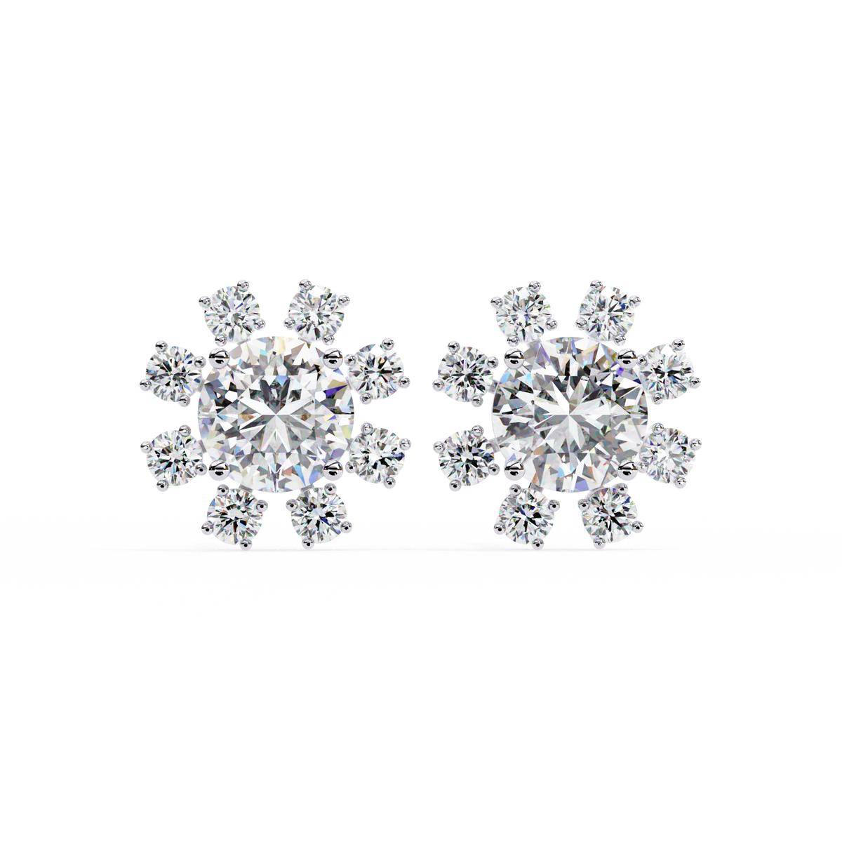 1.22Ct Round Cut Lab Grown Diamond Flower Shape Elegant Sparkling Vintage Engagement Stud Earring Gift For  Women's - HIGHCARAT DIAMONDS