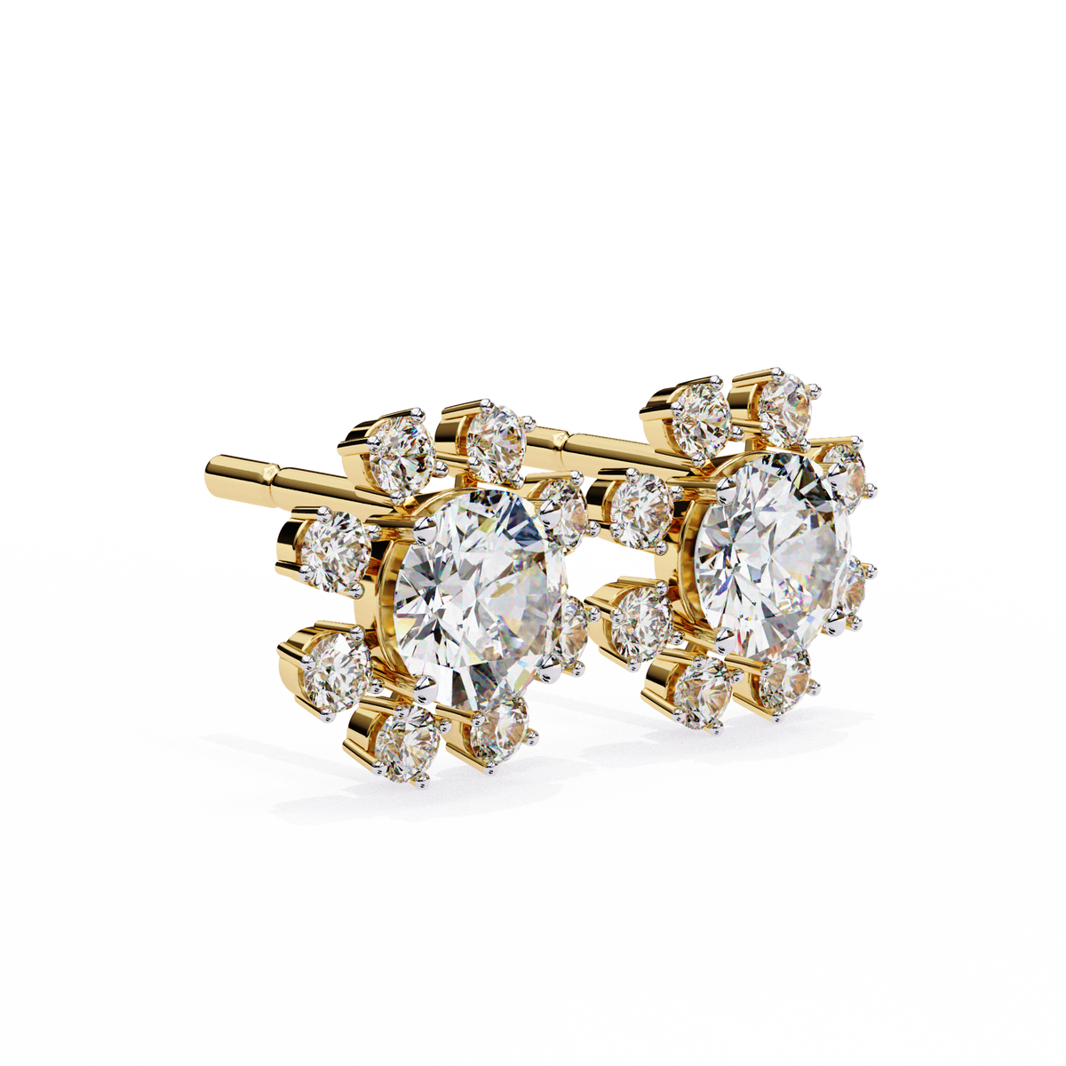 1.22Ct Round Cut Lab Grown Diamond Flower Shape Elegant Sparkling Vintage Engagement Stud Earring Gift For  Women's - HIGHCARAT DIAMONDS