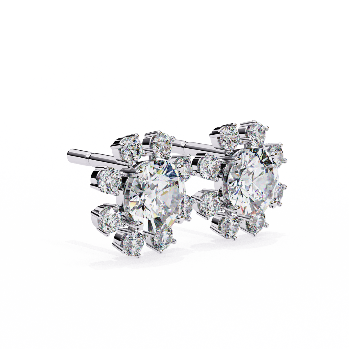 1.22Ct Round Cut Lab Grown Diamond Flower Shape Elegant Sparkling Vintage Engagement Stud Earring Gift For  Women's - HIGHCARAT DIAMONDS