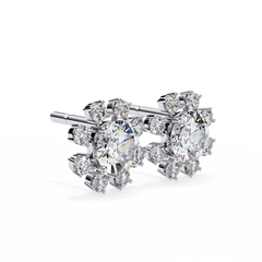 1.22 Ct Floral Diamond Earrings Side Profile Showing Setting
