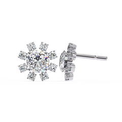 1.22Ct Round Cut Lab Grown Diamond Flower Shape Elegant Sparkling Vintage Engagement Stud Earring Gift For  Women's - HIGHCARAT DIAMONDS