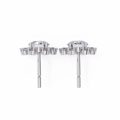 1.22 Ct Round Cut Lab Grown Diamond Flower Earrings Alternate Angle