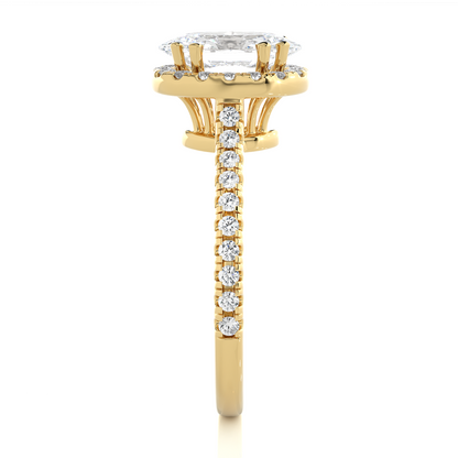1.26 CT ,14k solid Rose Gold Oval And Round Cut Lab Grown Diamond ring in every occasion wear - HIGHCARAT DIAMONDS