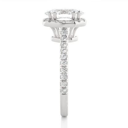 1.26 CT ,14k solid Rose Gold Oval And Round Cut Lab Grown Diamond ring in every occasion wear - HIGHCARAT DIAMONDS