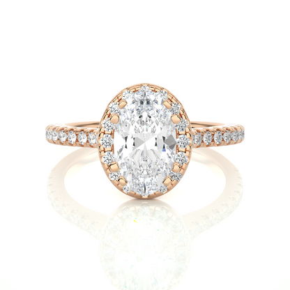 1.26 CT ,14k solid Rose Gold Oval And Round Cut Lab Grown Diamond ring in every occasion wear - HIGHCARAT DIAMONDS