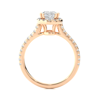 1.26 CT ,14k solid Rose Gold Oval And Round Cut Lab Grown Diamond ring in every occasion wear - HIGHCARAT DIAMONDS