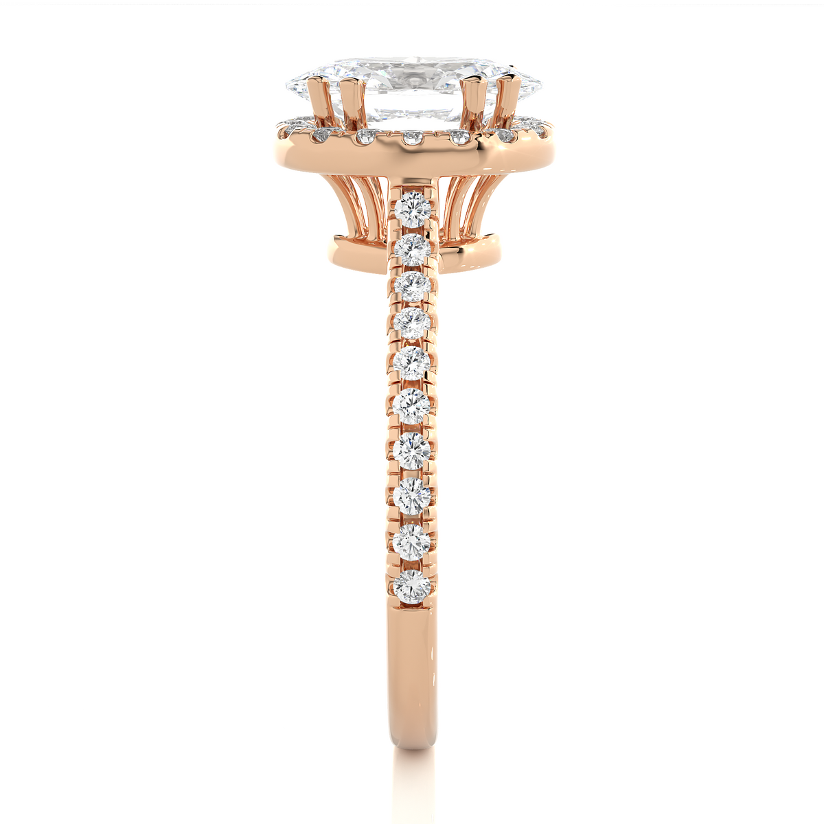 1.26 CT ,14k solid Rose Gold Oval And Round Cut Lab Grown Diamond ring in every occasion wear - HIGHCARAT DIAMONDS