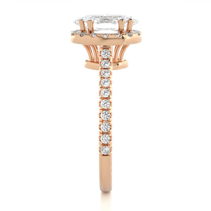 1.26 CT ,14k solid Rose Gold Oval And Round Cut Lab Grown Diamond ring in every occasion wear - HIGHCARAT DIAMONDS
