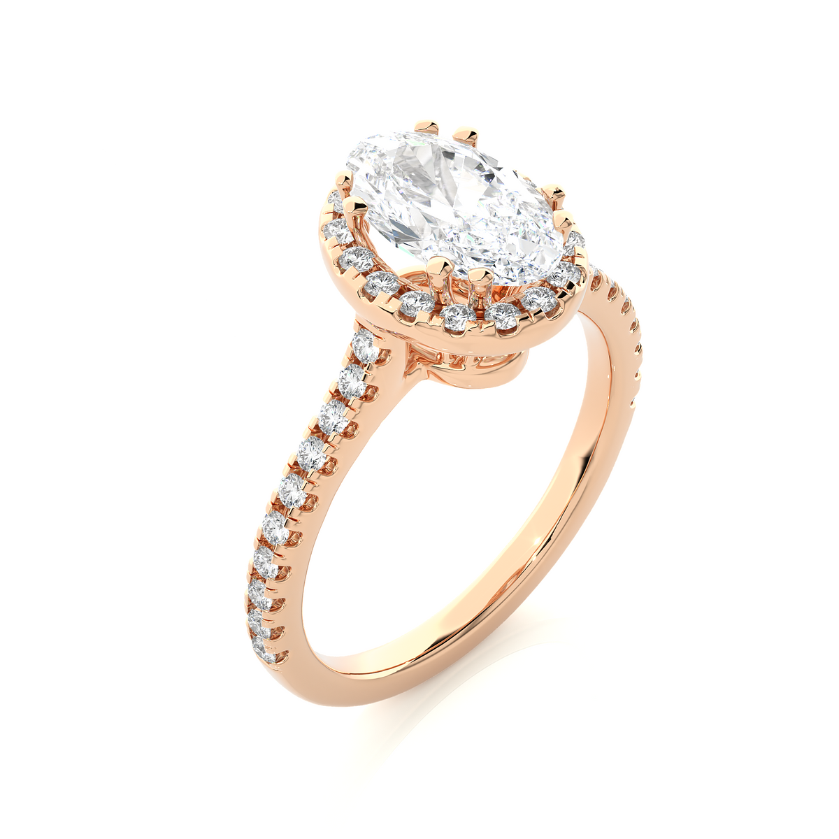 1.26 CT ,14k solid Rose Gold Oval And Round Cut Lab Grown Diamond ring in every occasion wear - HIGHCARAT DIAMONDS