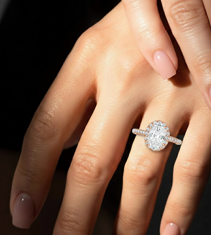 1.26 CT ,14k solid Rose Gold Oval And Round Cut Lab Grown Diamond ring in every occasion wear - HIGHCARAT DIAMONDS #wearthelook