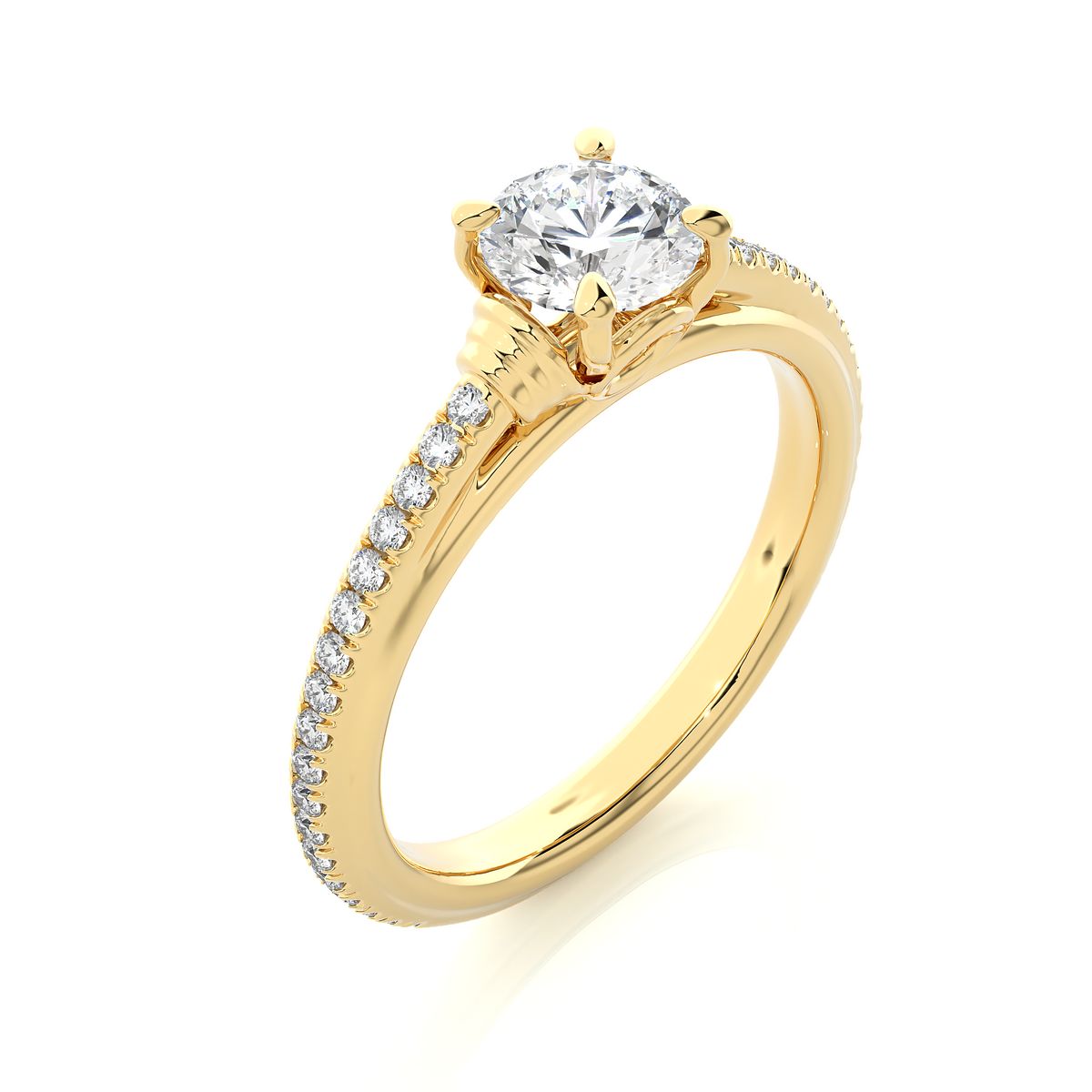 1.26 CT Lab grown  Round Diamond Ring For Wedding, Center Diamond With Accent Detailing Perfect Gift For Her - HIGHCARAT DIAMONDS