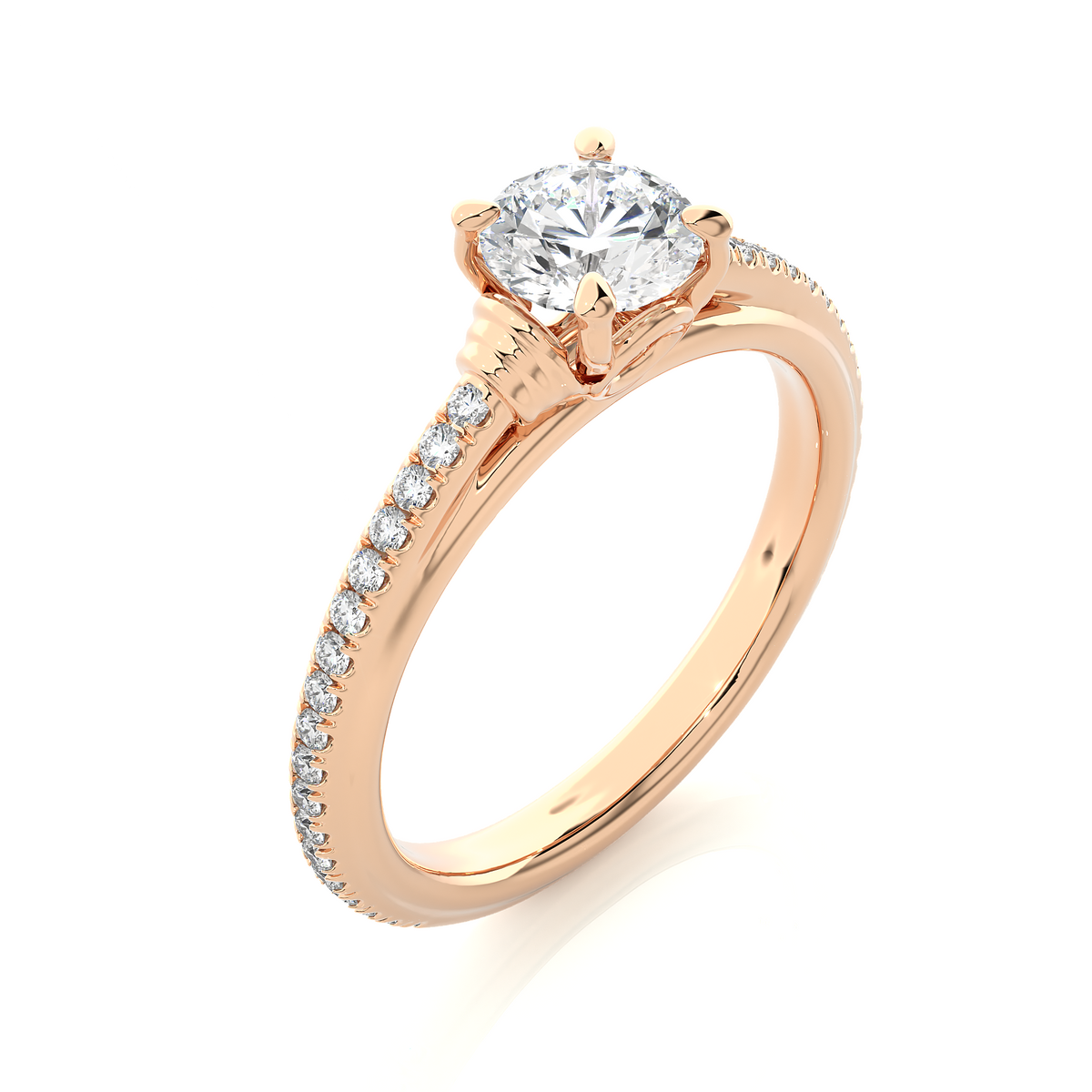 1.26 CT Lab grown  Round Diamond Ring For Wedding, Center Diamond With Accent Detailing Perfect Gift For Her - HIGHCARAT DIAMONDS