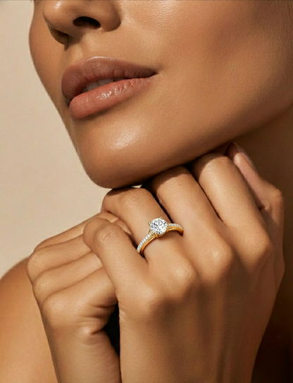 1.26 CT Lab grown  Round Diamond Ring For Wedding, Center Diamond With Accent Detailing Perfect Gift For Her - HIGHCARAT DIAMONDS #wearthelook