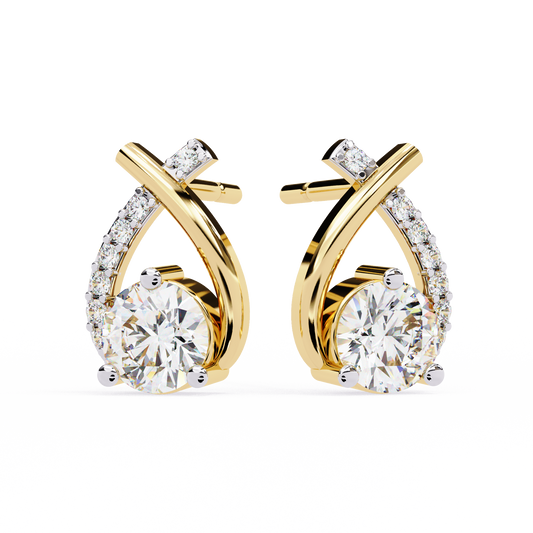 Pear Shape 1.27Ct Round Cut Diamond Delicate Classic Prong Set Dainty Stud Earring Gift for Women's - HIGHCARAT DIAMONDS